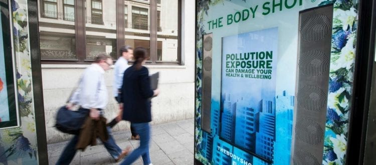 Air cleaning billboard ads in London have been made possible by technology developed in Copenhagen Science City by cleantech company AIRlabs