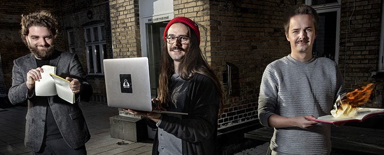 amie. The Copenhagen Science city-based start-up that wants to replace the paper notebook in modern research. From left to right: Ceo Johannes Beil, Giulio Ungaretti and Henri Suominen.